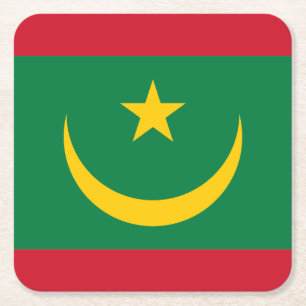 Posavasos Cuadrado De Papel Bandera de Mauritania