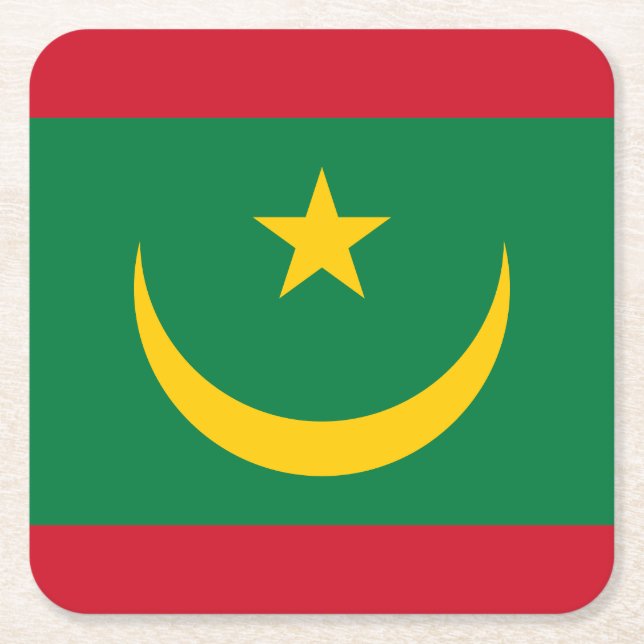 Posavasos Cuadrado De Papel Bandera de Mauritania (Anverso)