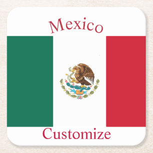 Posavasos Cuadrado De Papel Bandera de México Thunder_Cove