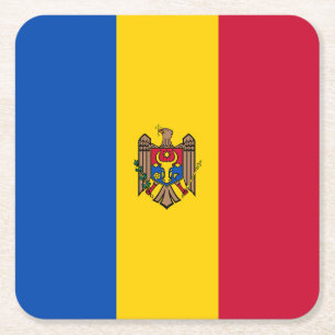 Posavasos Cuadrado De Papel Bandera de Moldavia
