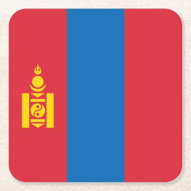Posavasos Cuadrado De Papel Bandera de Mongolia (Anverso)