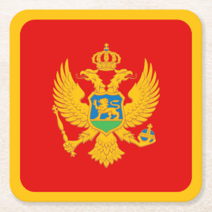 Posavasos Cuadrado De Papel Bandera de Montenegro