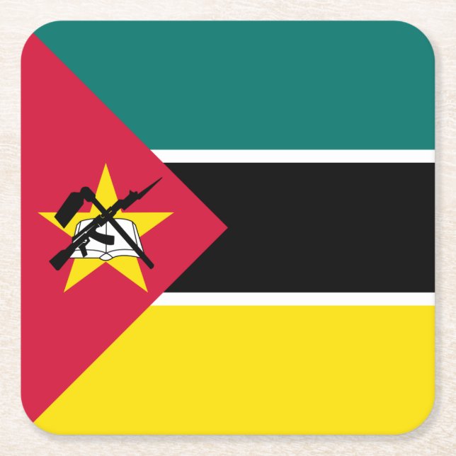 Posavasos Cuadrado De Papel Bandera de Mozambique (Anverso)