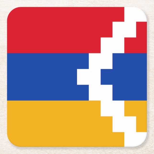 Posavasos Cuadrado De Papel Bandera de Nagorno Karabakh (Anverso)