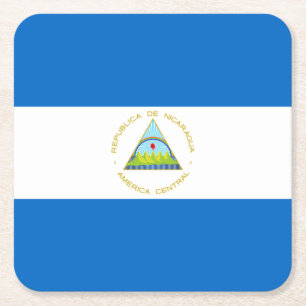 Posavasos Cuadrado De Papel Bandera de Nicaragua