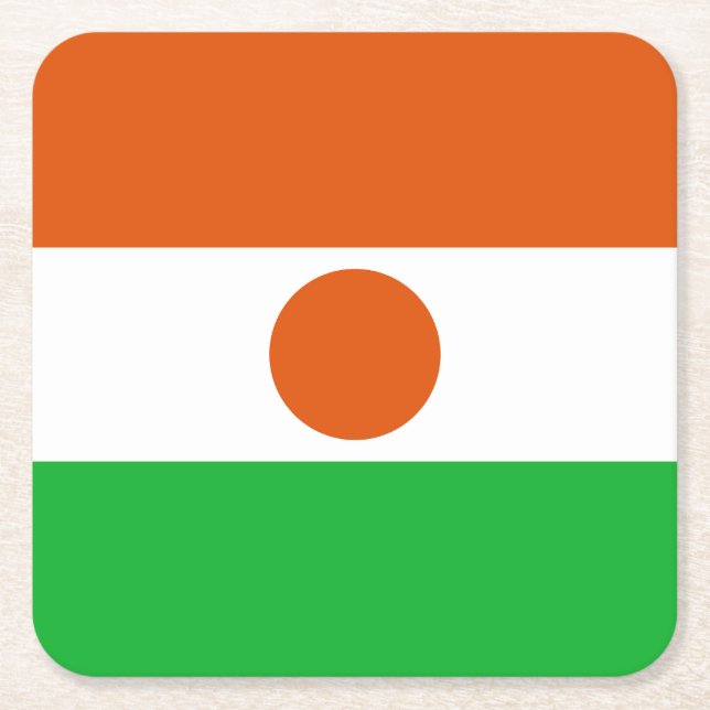 Posavasos Cuadrado De Papel Bandera de Níger (Anverso)