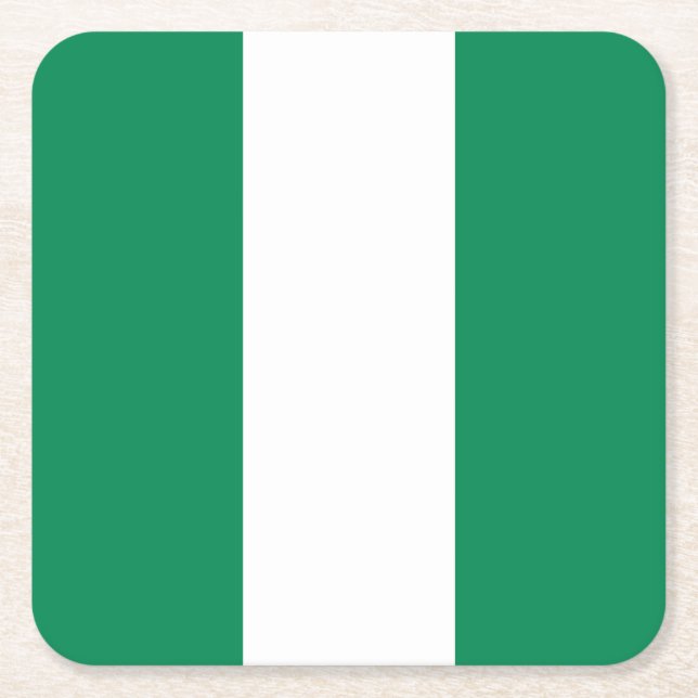 Posavasos Cuadrado De Papel Bandera de Nigeria (Anverso)