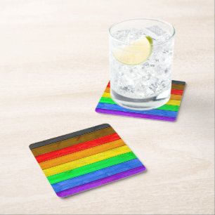 Posavasos Cuadrado De Papel Bandera de orgullo gay inclusivo de SlipperyJoe te