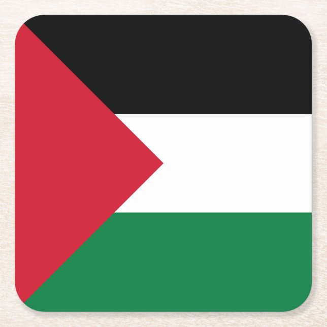 Posavasos Cuadrado De Papel Bandera de Palestina (Anverso)