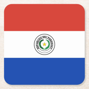 Posavasos Cuadrado De Papel Bandera de Paraguay