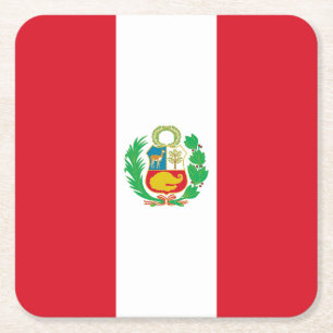 Posavasos Cuadrado De Papel Bandera de Perú