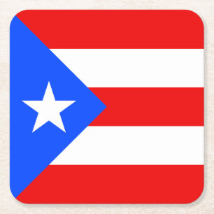 Posavasos Cuadrado De Papel Bandera de Puerto Rico