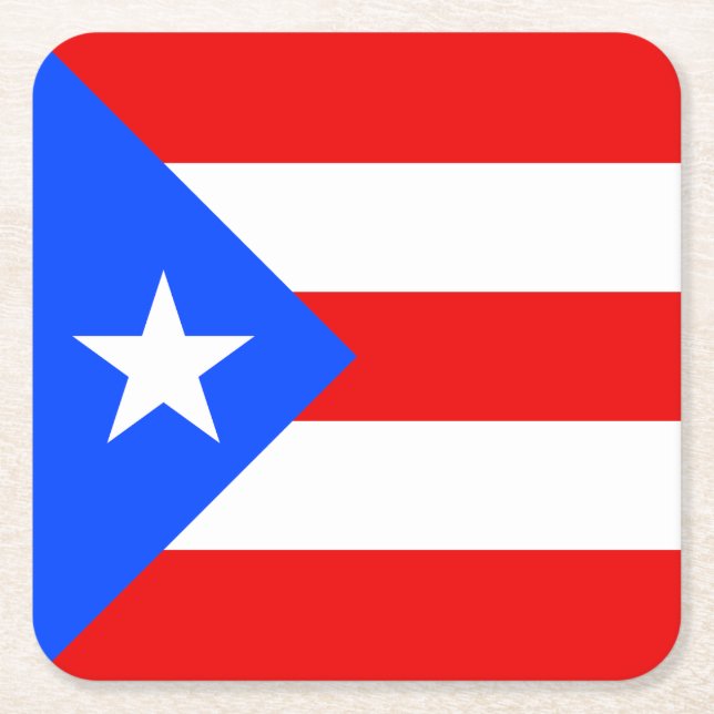 Posavasos Cuadrado De Papel Bandera de Puerto Rico (Anverso)