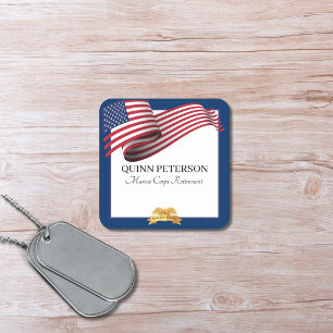 Posavasos Cuadrado De Papel Bandera de Retiro Militar Cresta Dorada