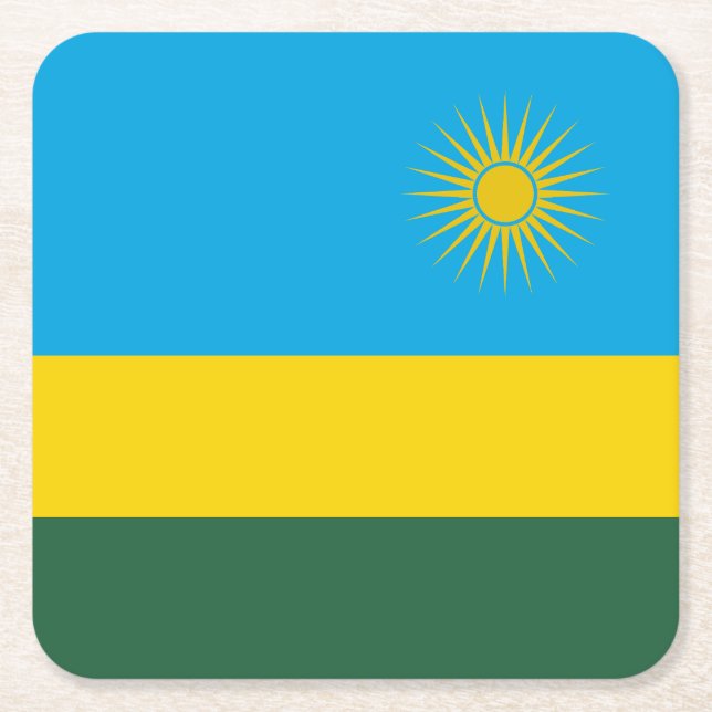 Posavasos Cuadrado De Papel Bandera de Ruanda (Anverso)