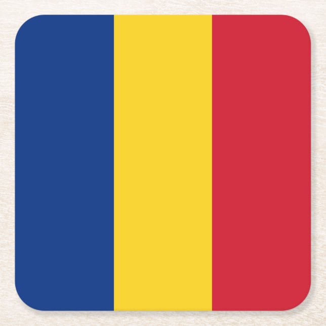 Posavasos Cuadrado De Papel Bandera de Rumania (Anverso)