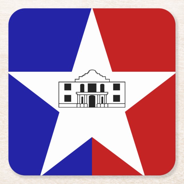 Posavasos Cuadrado De Papel Bandera de San Antonio, Texas Square Paper Coaster (Anverso)
