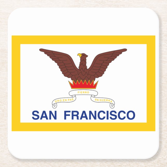Posavasos Cuadrado De Papel Bandera de San Francisco, California Square Paper  (Anverso)