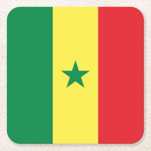 Posavasos Cuadrado De Papel Bandera de Senegal