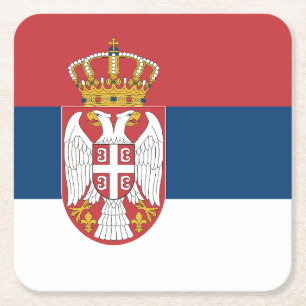 Posavasos Cuadrado De Papel Bandera de Serbia