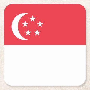 Posavasos Cuadrado De Papel Bandera de Singapur