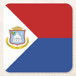 Posavasos Cuadrado De Papel Bandera de Sint Maarten
