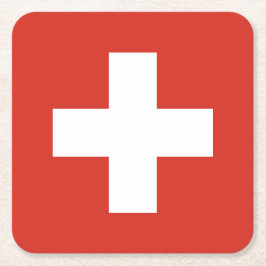 Posavasos Cuadrado De Papel Bandera de Suiza