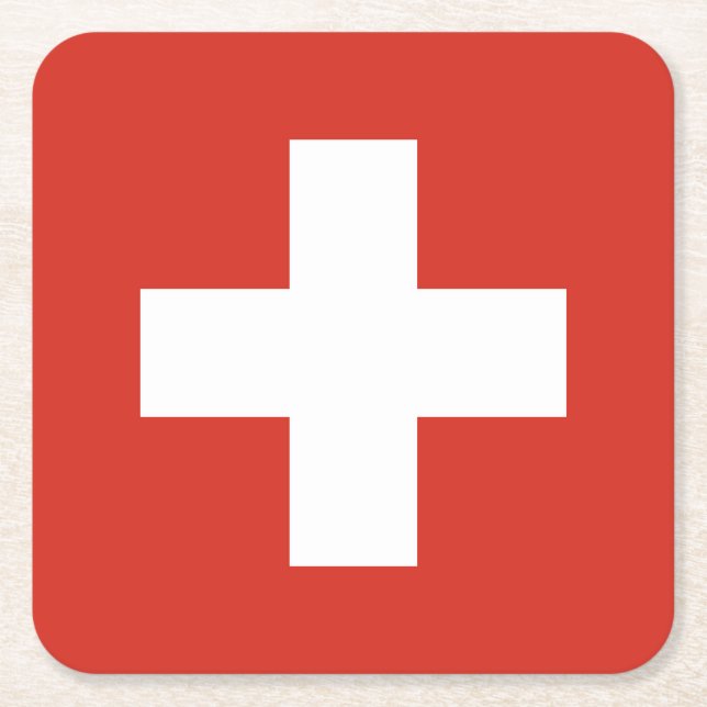 Posavasos Cuadrado De Papel Bandera de Suiza (Anverso)