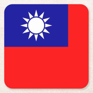 Posavasos Cuadrado De Papel Bandera de Taiwán: República de China, Taipei chin