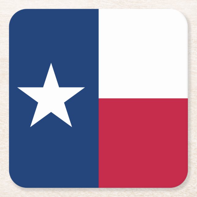 Posavasos Cuadrado De Papel Bandera de Texas (Anverso)