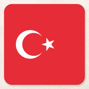 Posavasos Cuadrado De Papel Bandera de Turquía