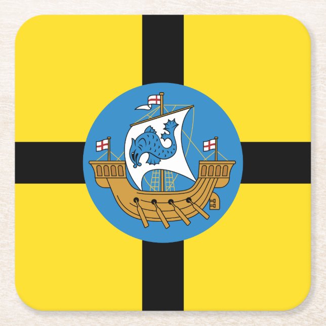 Posavasos Cuadrado De Papel Bandera de Wellington City, Nueva Zelanda (Anverso)