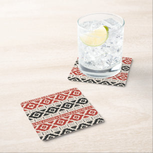 Posavasos Cuadrado De Papel Bandera de Yemen Luxury Geometric Coaster – Patrim