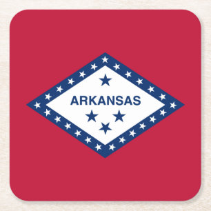Posavasos Cuadrado De Papel Bandera del estado de Arkansas