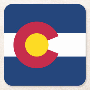 Posavasos Cuadrado De Papel Bandera del estado de Colorado