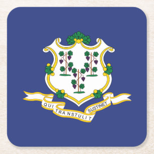 Posavasos Cuadrado De Papel Bandera del estado de Connecticut