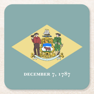 Posavasos Cuadrado De Papel Bandera del estado de Delaware