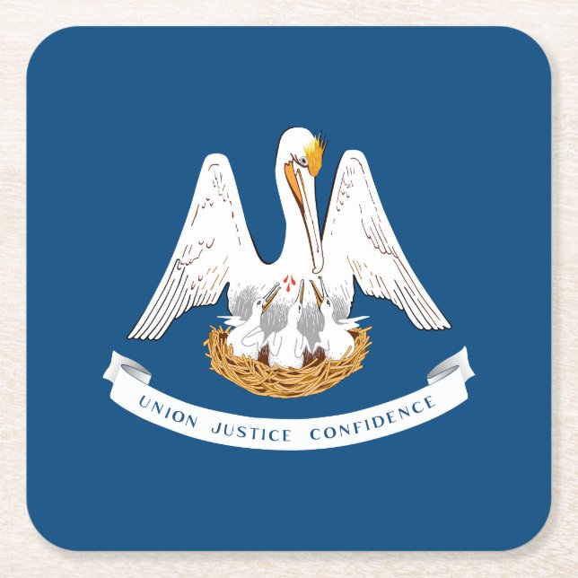 Posavasos Cuadrado De Papel Bandera del estado de Louisiana (Anverso)