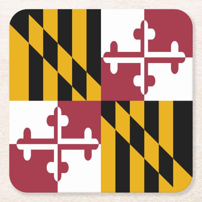 Posavasos Cuadrado De Papel Bandera del Estado de Maryland (Anverso)