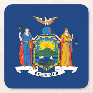 Posavasos Cuadrado De Papel Bandera del Estado de Nueva York