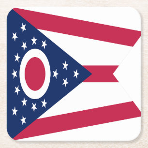 Posavasos Cuadrado De Papel Bandera del Estado de Ohio