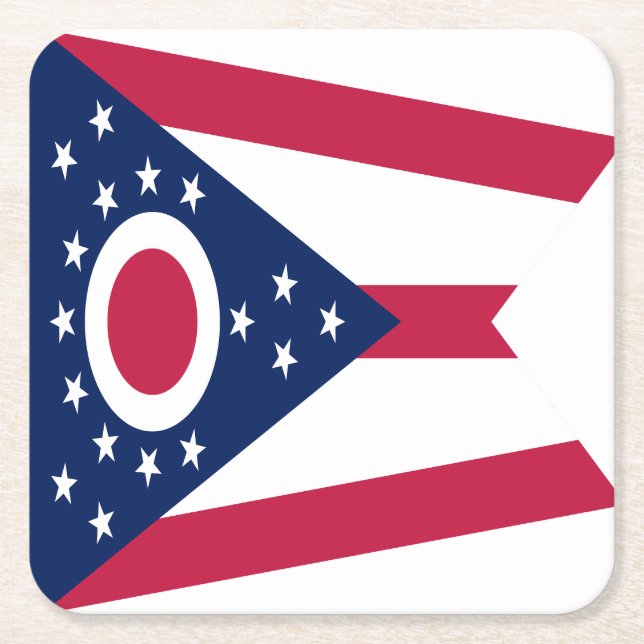 Posavasos Cuadrado De Papel Bandera del Estado de Ohio (Anverso)
