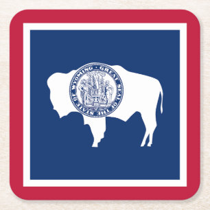 Posavasos Cuadrado De Papel Bandera del estado de Wyoming