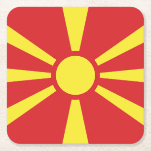 Posavasos Cuadrado De Papel Bandera del Norte de Macedonia