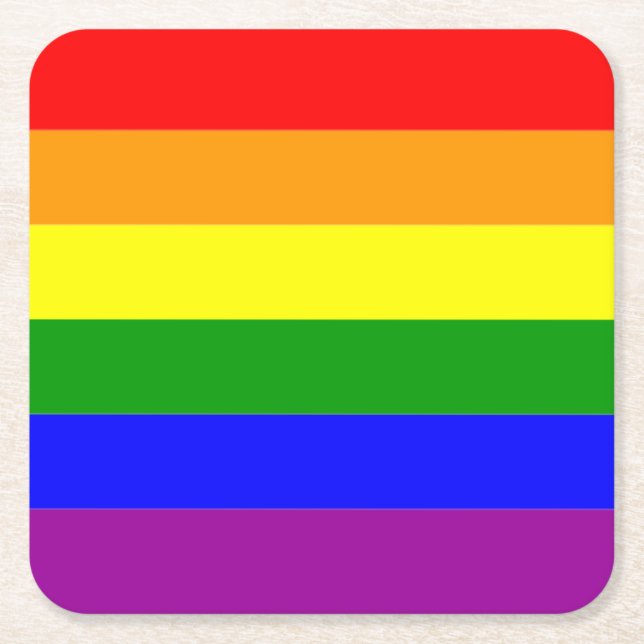 Posavasos Cuadrado De Papel Bandera del orgullo (Anverso)