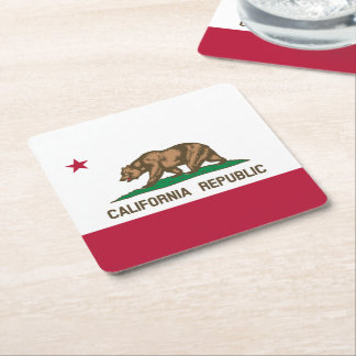 Posavasos Cuadrado De Papel Bandera del oso de la República de California: Est
