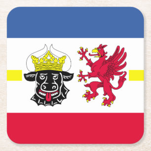 Posavasos Cuadrado De Papel Bandera del papel cuadrado Mecklemburgo-Pomerania