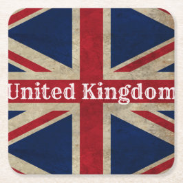 Posavasos Cuadrado De Papel Bandera del Reino Unido con problemas