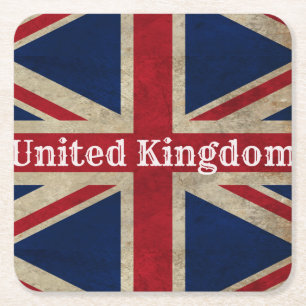 Posavasos Cuadrado De Papel Bandera del Reino Unido con problemas