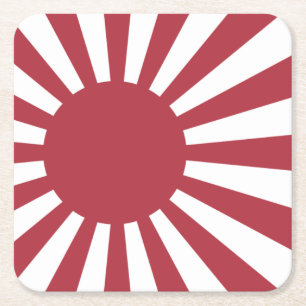 Posavasos Cuadrado De Papel Bandera del Sol Naciente Imperial Japonés, Edo a l